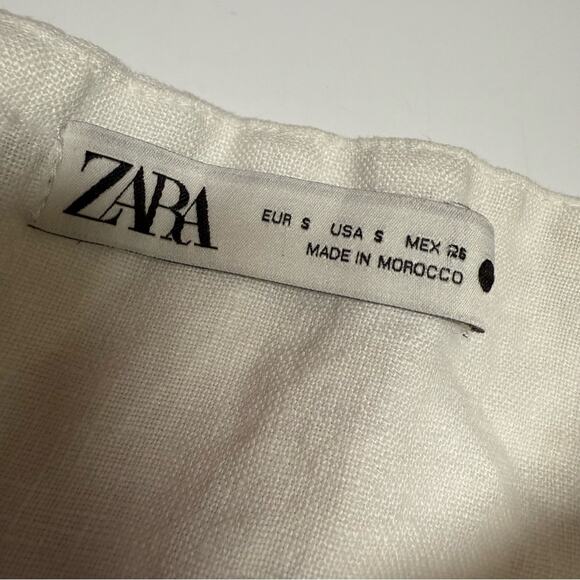 Zara White Linen Crop Top Sz S - Picture 8 of 8